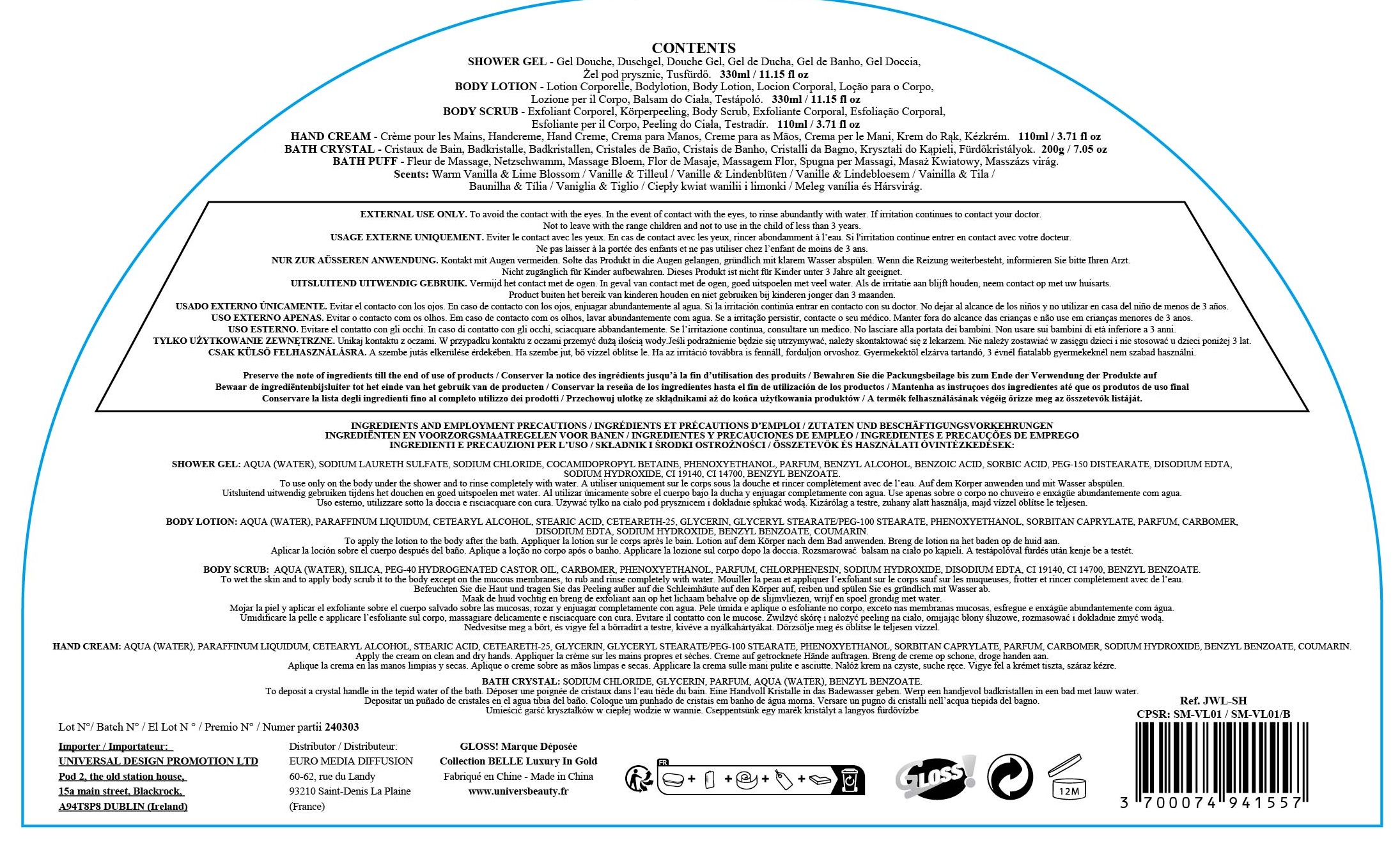 SECRET BOX DA BAGNO PREMIUM BELLE LUXURY IN GOLD