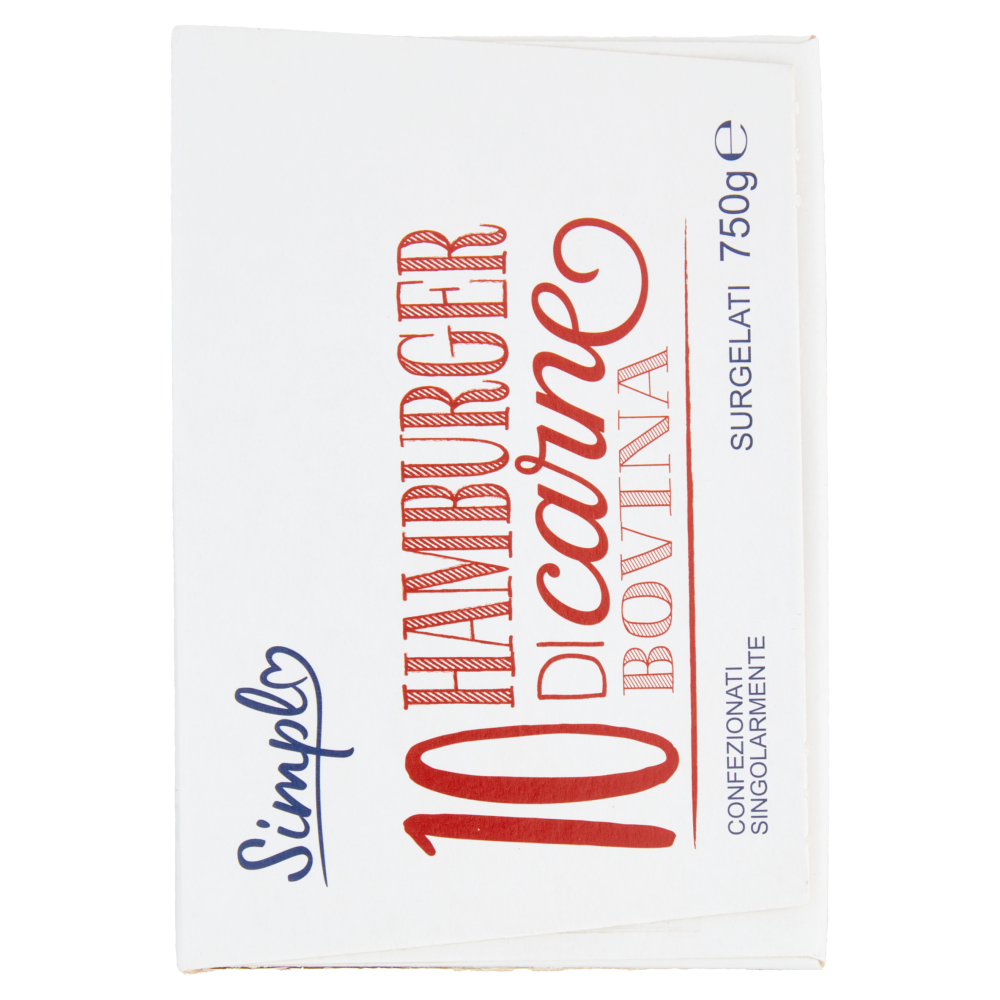 Simpl 10 Hamburger di carne Bovina  Surgelati 10 x 75 g