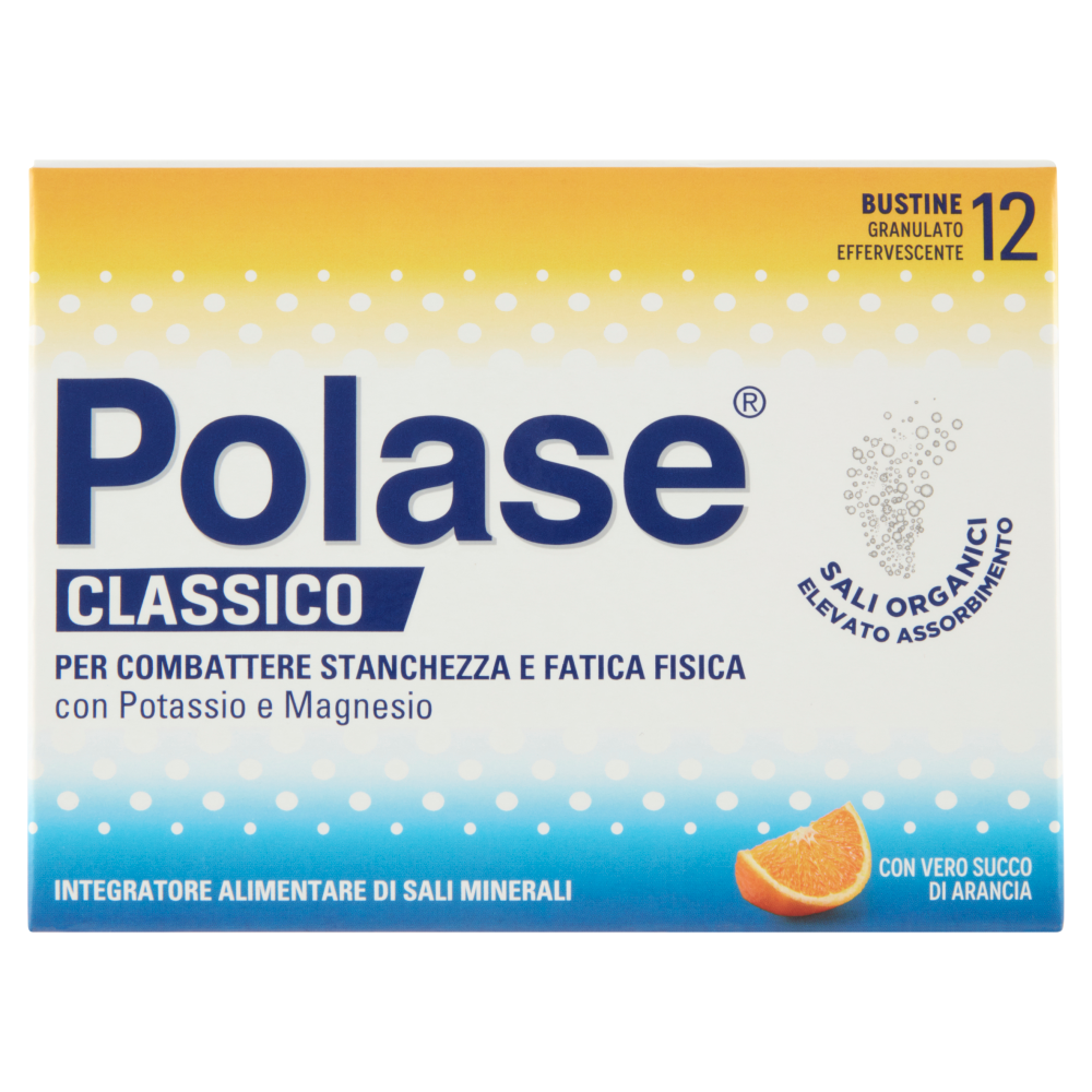 Polase integratore alimentare potassio, magnesio e sali minerali gusto arancia 12 bustine 132 g