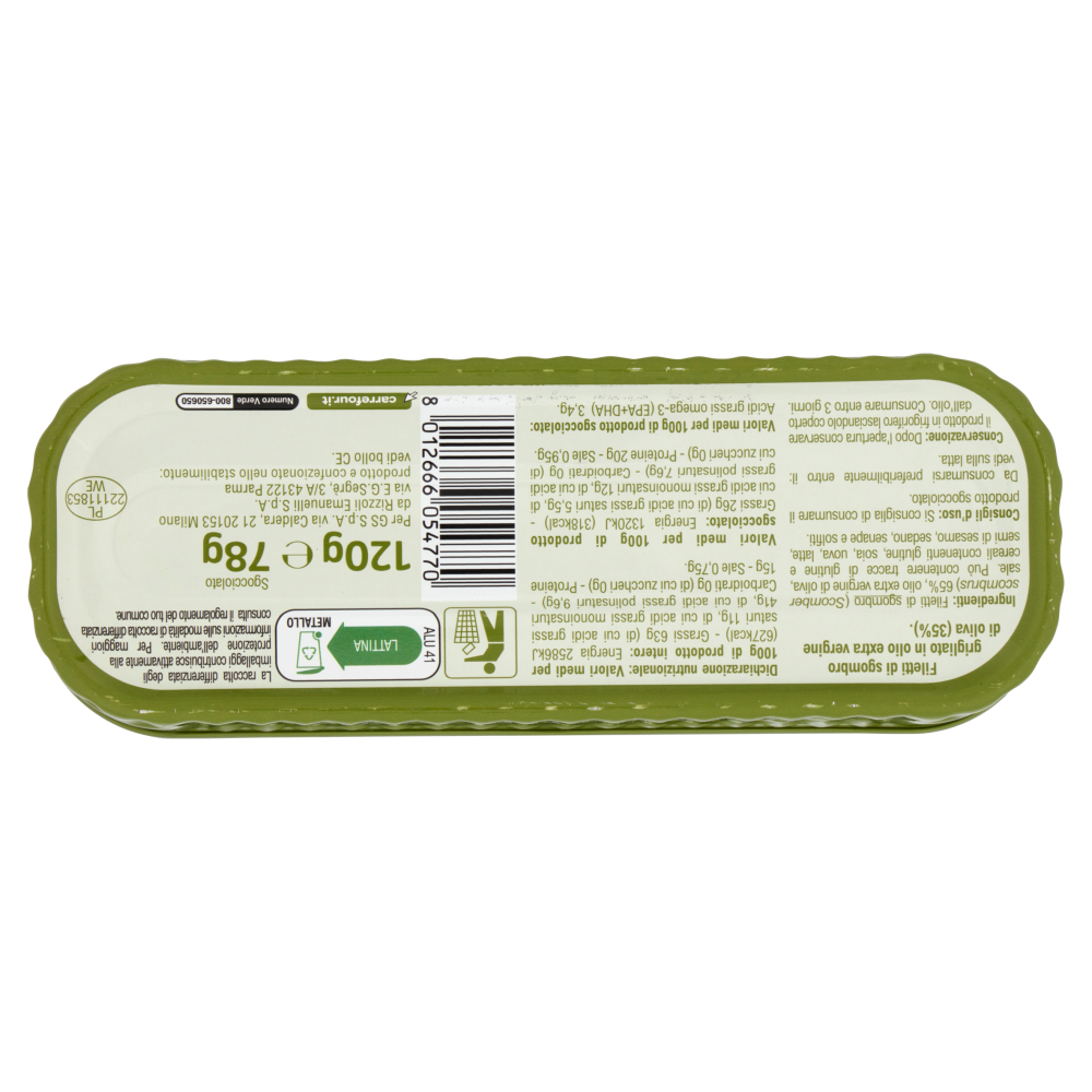 Carrefour Extra Filetti di Sgombro in Olio Extra Vergine di Oliva Grigliato 120 g