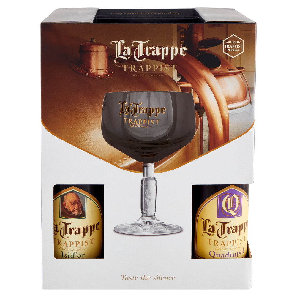 La Trappe Trappist Quadrupel 33 cL + Tripel 33 cL + Blond 33 cL + Isid'or 33 cL + 1 Bicchiere