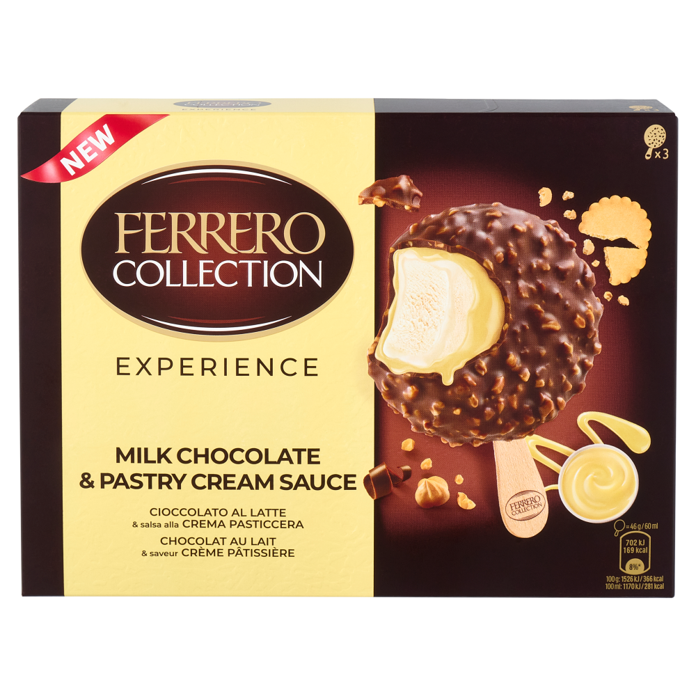 Ferrero Collection Experience Cioccolato al Latte & salsa alla Crema Pasticcera 3 x 46 g