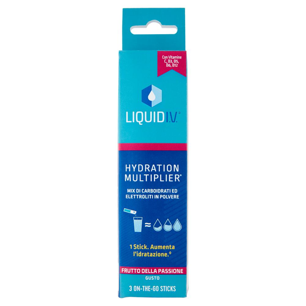 Liquid I.V. Hydration Multiplier Mix di Carboidrati ed Elettroliti in Polvere Frutto Passione 3x16g