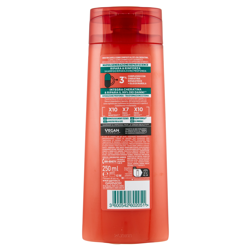 Garnier Fructis Shampoo Ripara&Rinforza per capelli danneggiati 250 ml