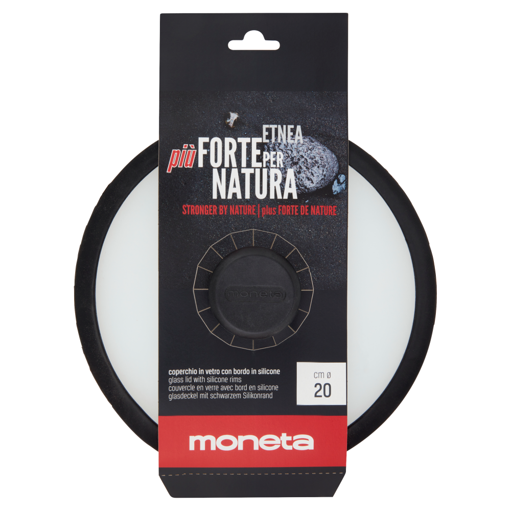 moneta Etnea coperchio in vetro con bordo in silicone cm ø 20