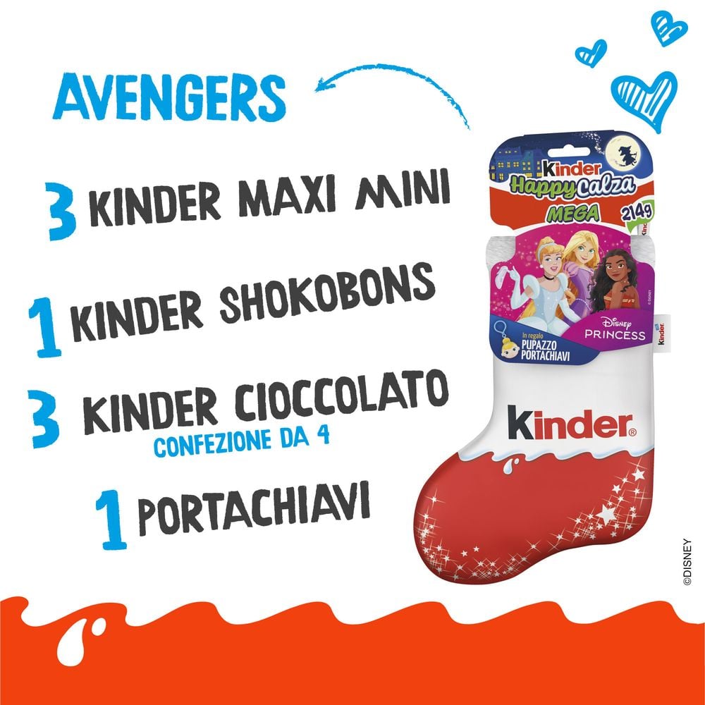 Kinder Happy Calza Mega Disney Princess 7 pezzi 214 g