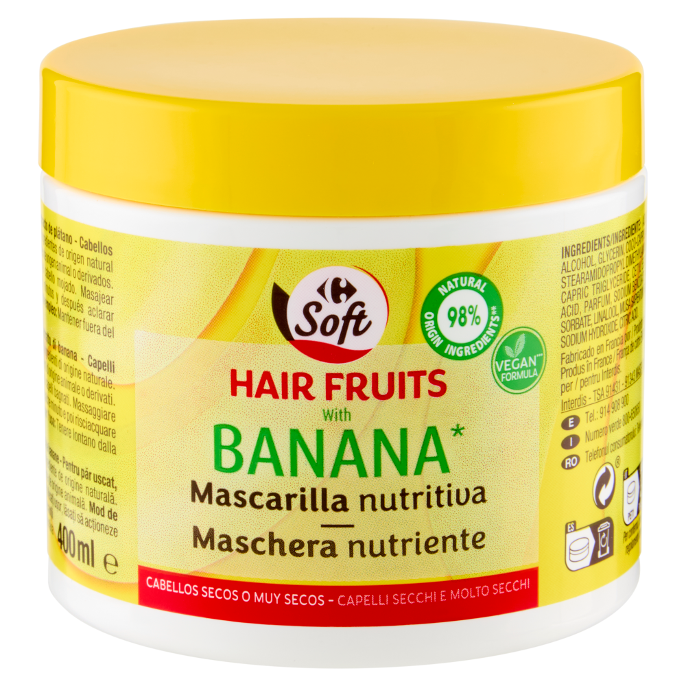 Carrefour Soft Hair Fruits con estratto di banana Maschera nutriente 400 ml