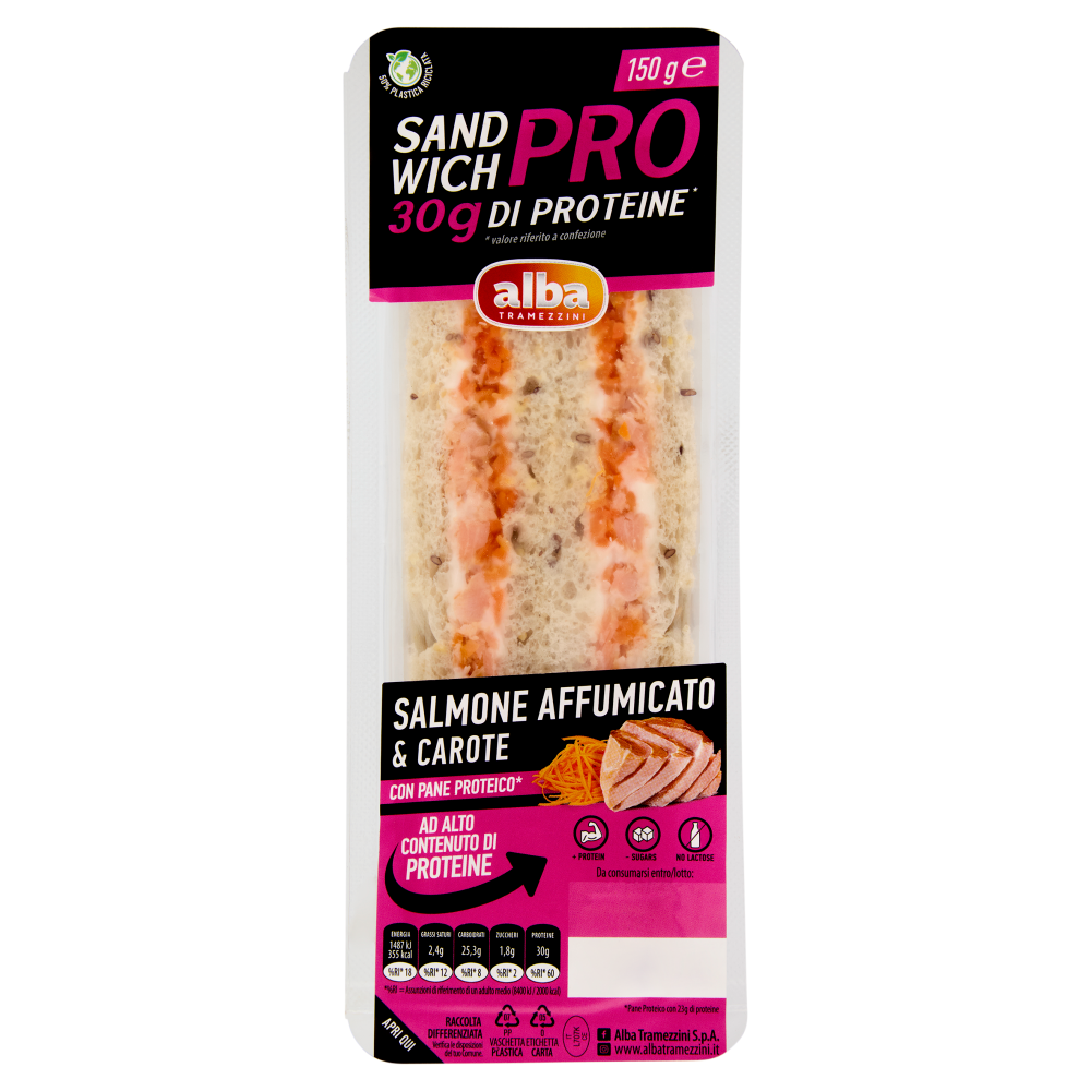 alba Tramezzini Sandwich Pro Salmone Affumicato & Carote 150 g
