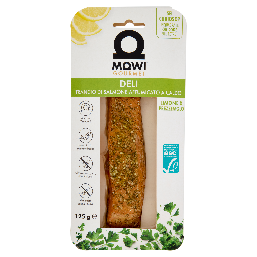 Mowi Gourmet Deli Trancio di Salmone Affumicato a Caldo Limone & Prezzemolo 125 g