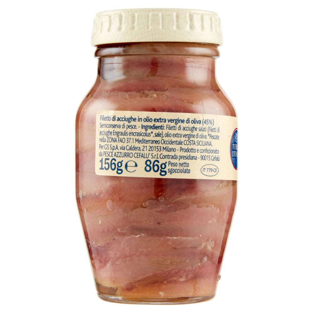 Terre d'Italia Filetti di acciughe di Sicilia in olio extra vergine di oliva 156 g