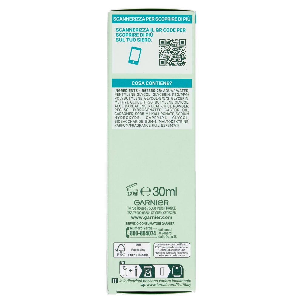 Garnier SkinActive Hyaluronic Aloe Siero Rimpolpante, 30 ml