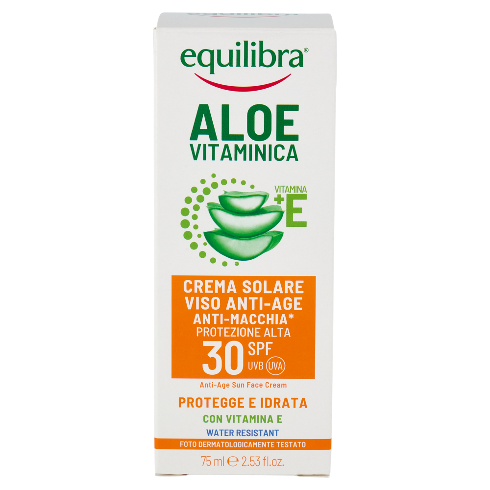 equilibra Aloe Vitaminica Crema Solare Viso Anti-Age Anti-Macchia* Protezione Alta 30 SPF 75 ml