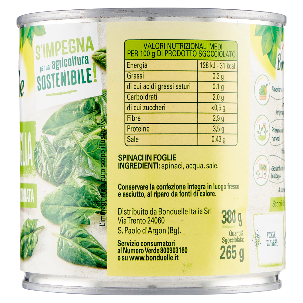 Bonduelle Spinaci in Foglia 380 g