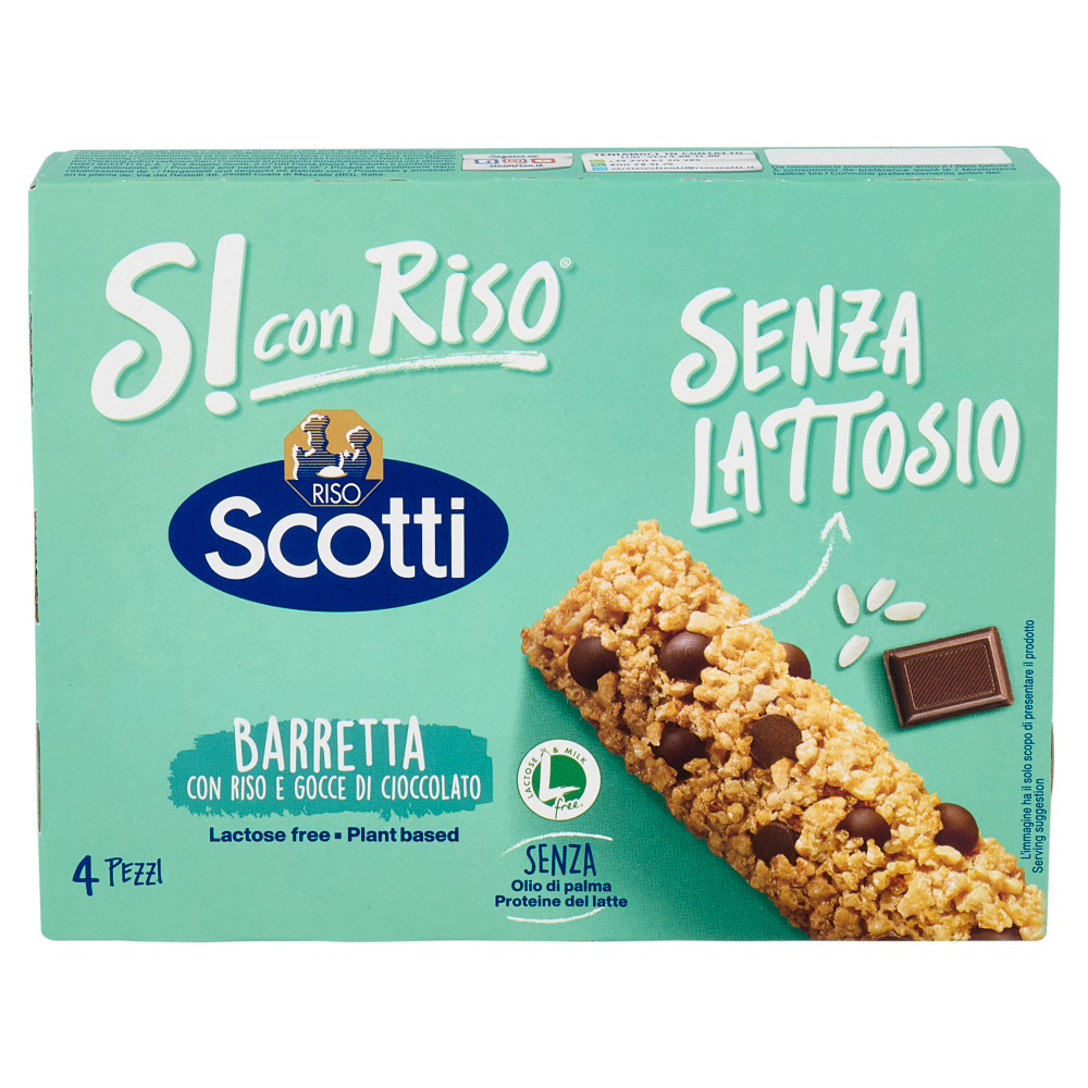 Riso Scotti Si con Riso Senza Lattosio Barretta con riso e gocce di cioccolato 4 x 21,5 g