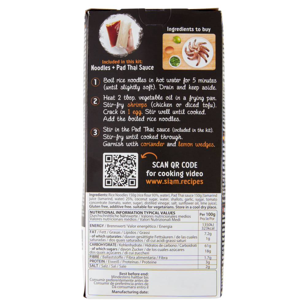 Siam Noodles Kit Pad Thai Rice Noodles & Pad Thai Sauce 300 g
