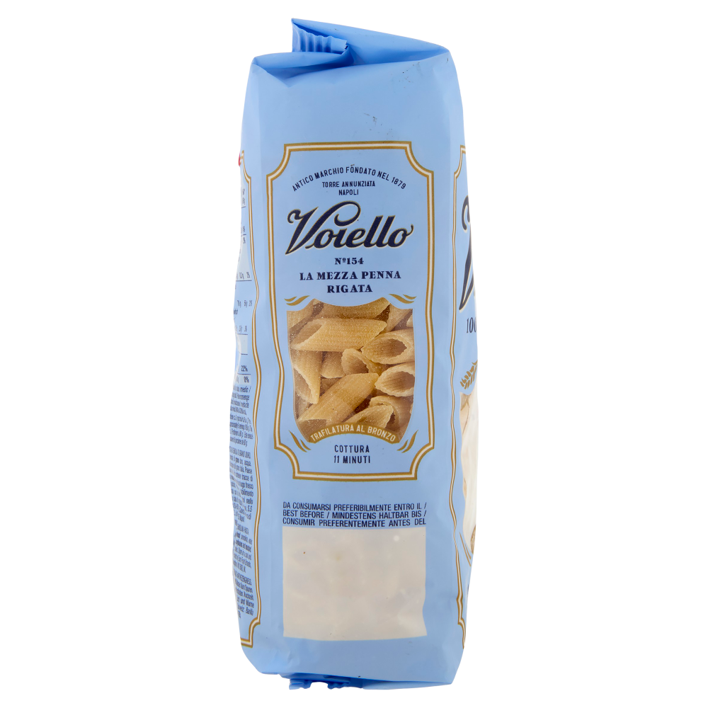 Voiello Pasta La Mezza Penna Rigata N°154 grani 100% italiani Trafilata bronzo 500g