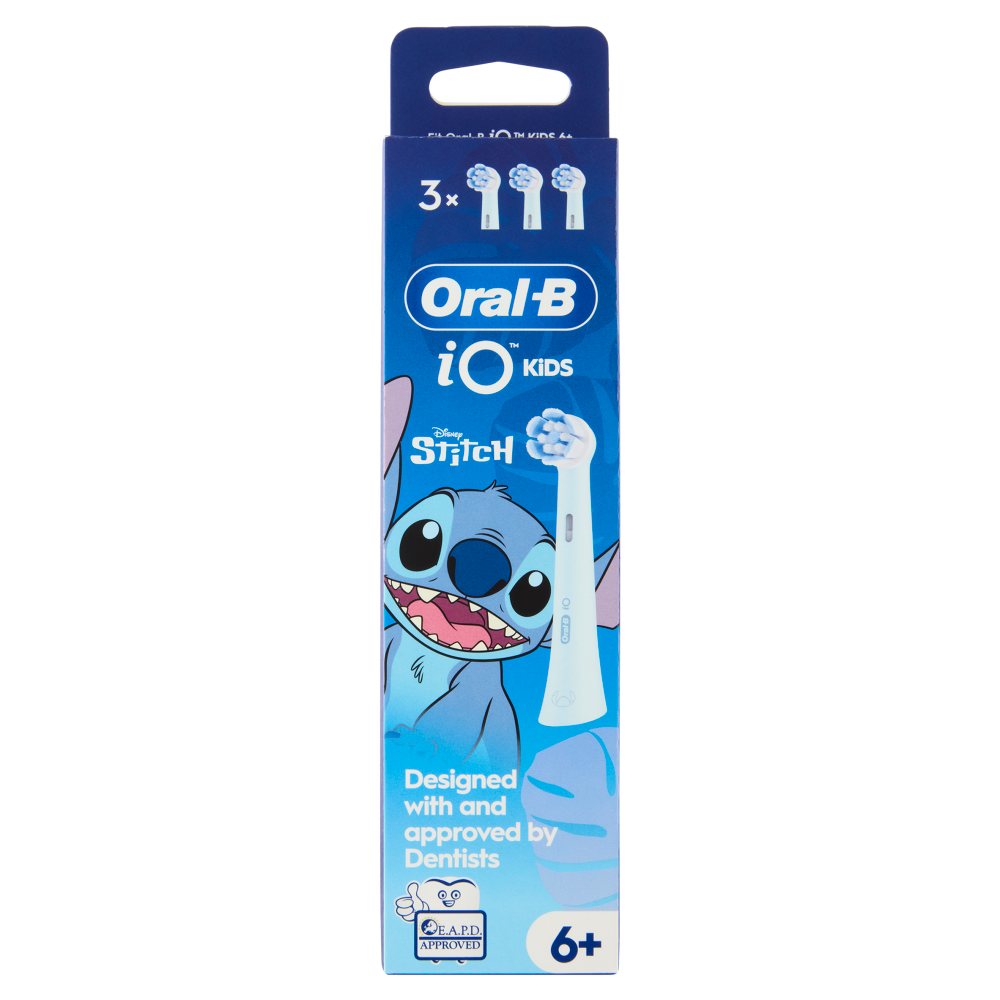 Oral-B iO Kids 6+ Testine di Ricambio per Spazzolino Elettrico Denti Ricaricabile Disney Stitch 3 pz