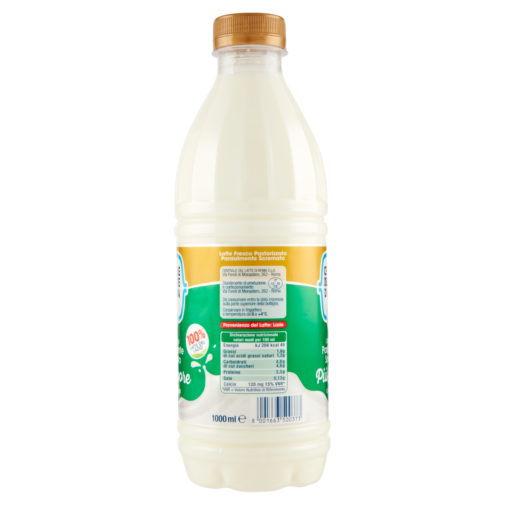 Centrale del Latte di Roma Latte Fresco Parzialmente Scremato Pi&ugrave; Sapore 1,8% di Grassi 1000 ml