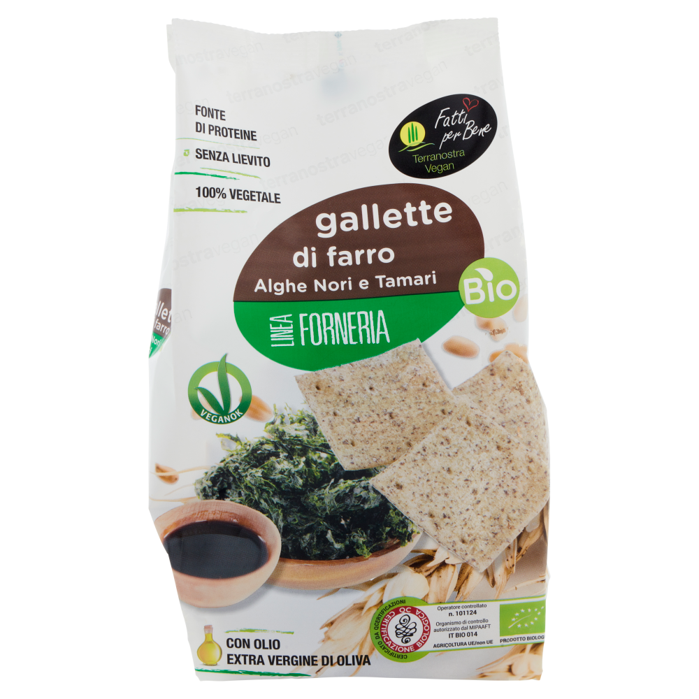 Terranostra Vegan Linea Forneria Bio gallette di farro Alghe Nori e Tamari 200 g
