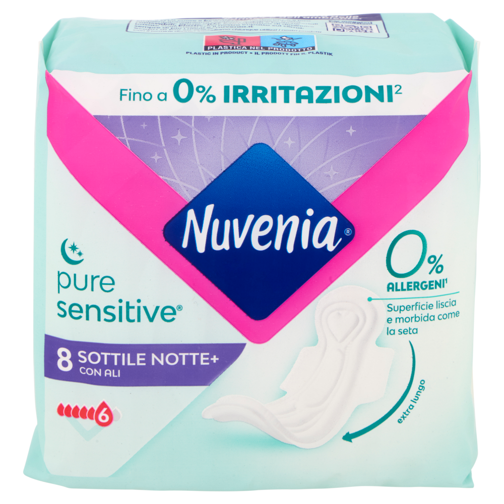 Nuvenia pure sensitive Sottile Notte+ con Ali 8 pz