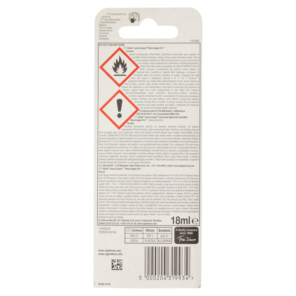 Glade® Sense&Spray Ricarica Limited Edition Warm Apple Pie 18ml