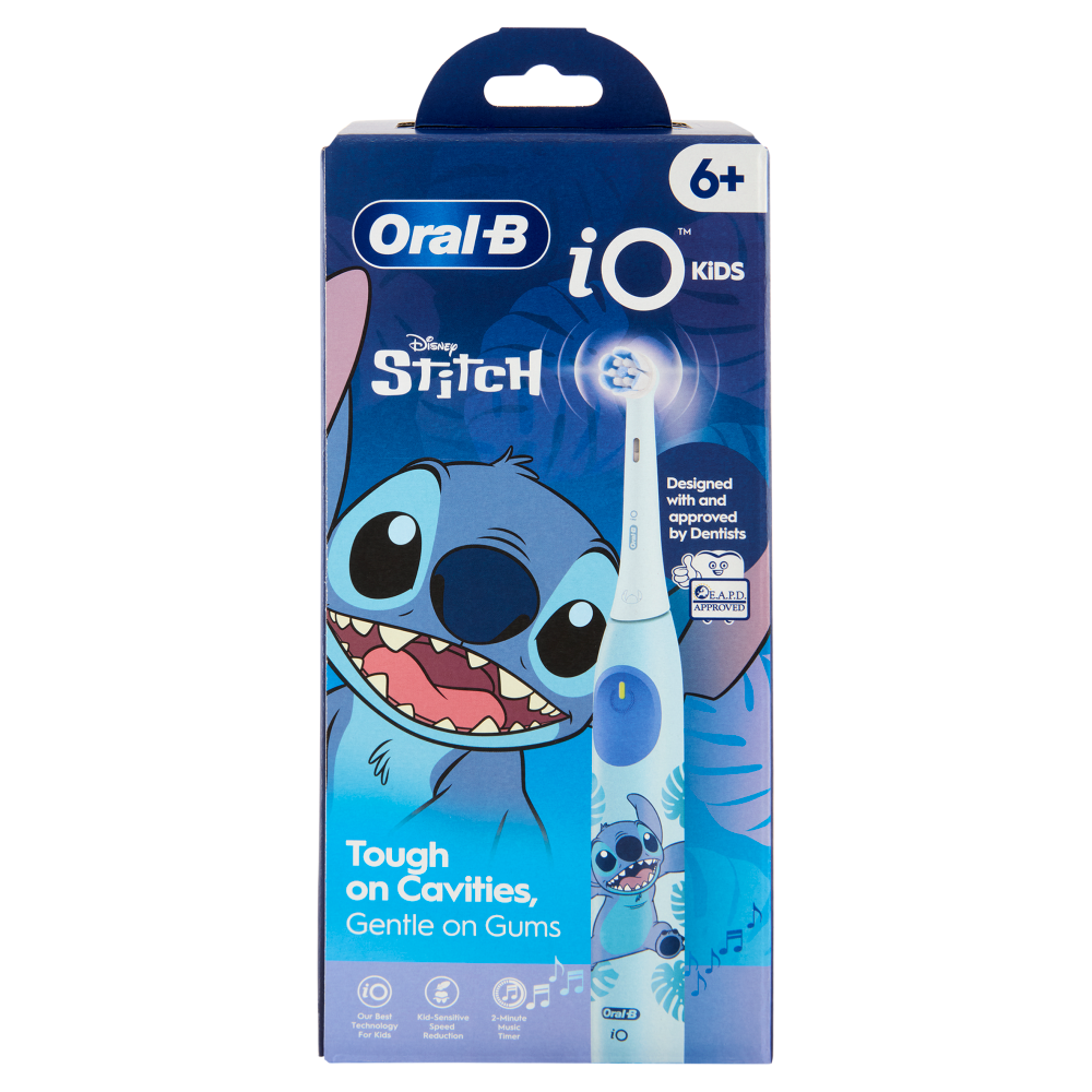 Oral-B iO Kids 6+Spazzolino Elettrico Ricaricabile Stitch. 6+, 3 Modalit&agrave;, 1 Spazzolino, 1 Testina