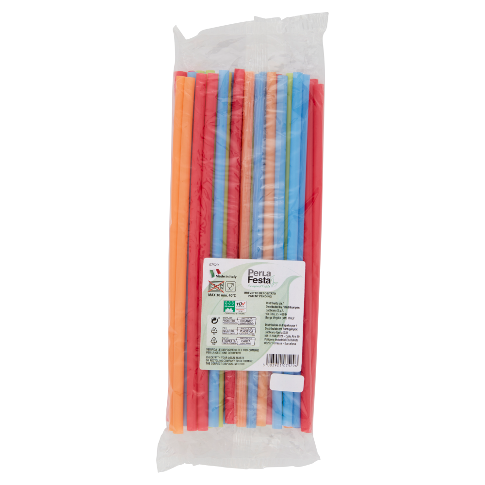 PerLa Festa ComposTable Cannucce Compostabili colorate 50 pz