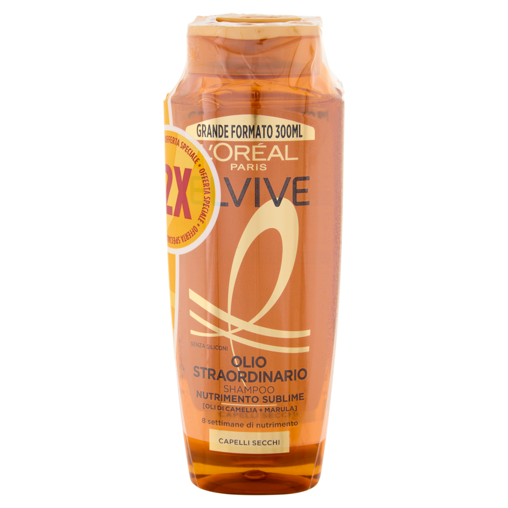 Elvive Olio Straordinario Shampoo Nutrimento Sublime, per Capelli Secchi 2 x 300 ml
