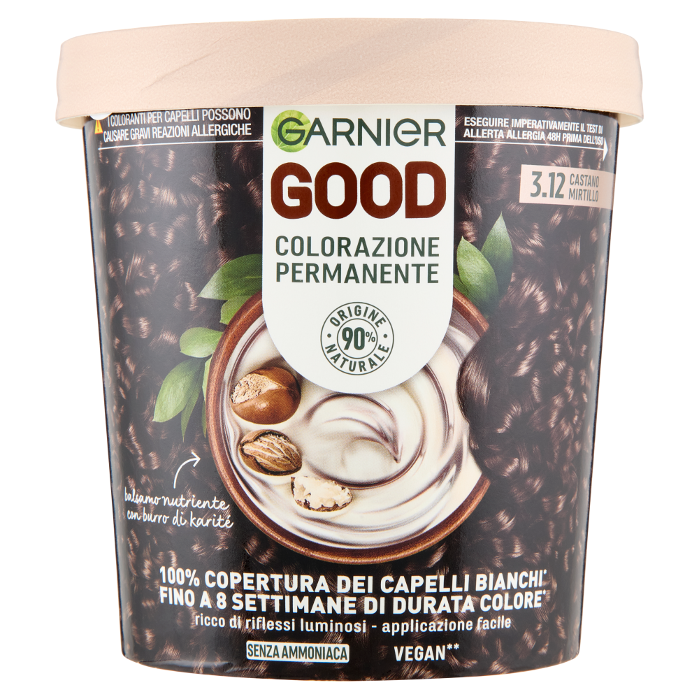 Garnier GOOD 3.12 Castano Mirtillo, colorazione permanente senza ammoniaca, 90% di origine naturale