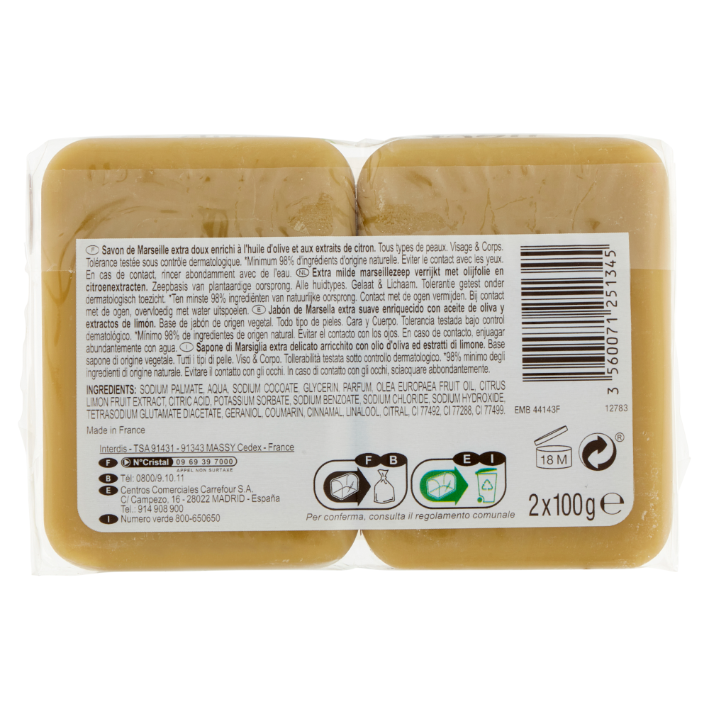 Les Cosmetiques Design Paris nectar of beauty Savon de Marseille Extra Doux 2 x 100 g