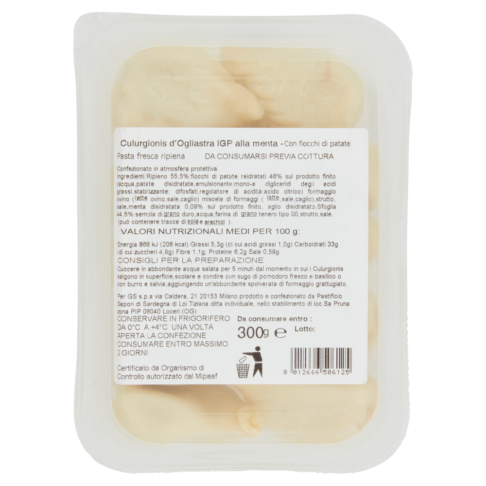 Terre d'Italia Culurgionis d'Ogliastra IGP alla menta 300 g