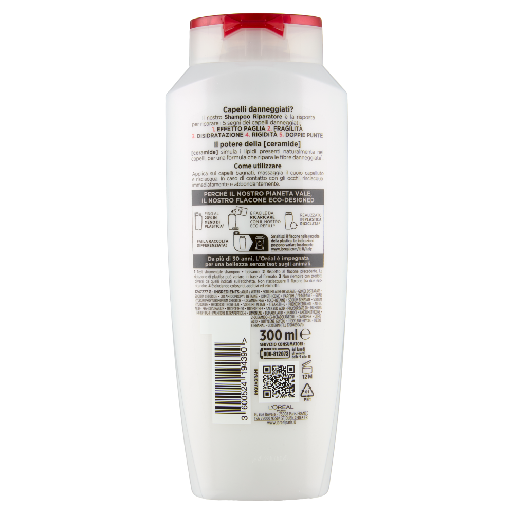 Elvive Total Repair 5 Shampoo Riparatore, per Capelli Danneggiati, 300 ml
