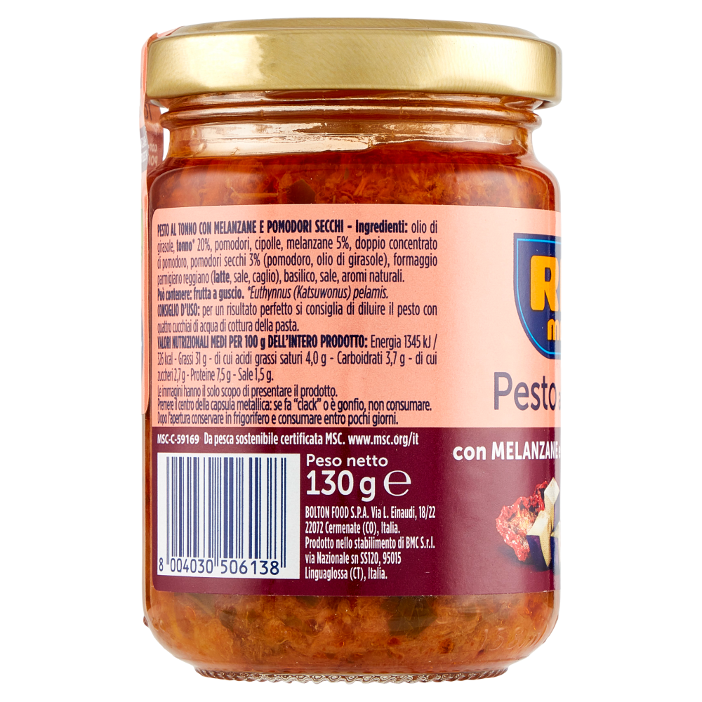 Rio mare Pesto al Tonno con Melanzane e Pomodori Secchi 130 g
