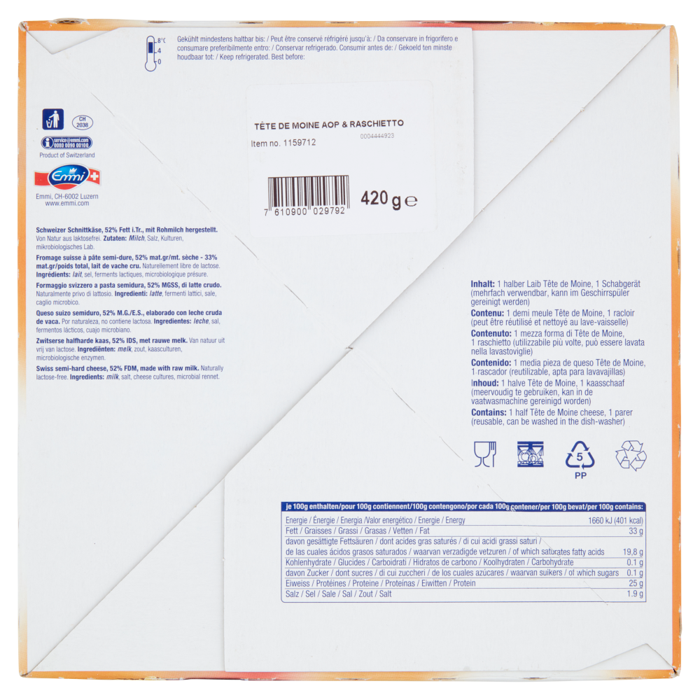 Emmi T&ecirc;te de Moine AOP Fromage de Bellelay 420 g