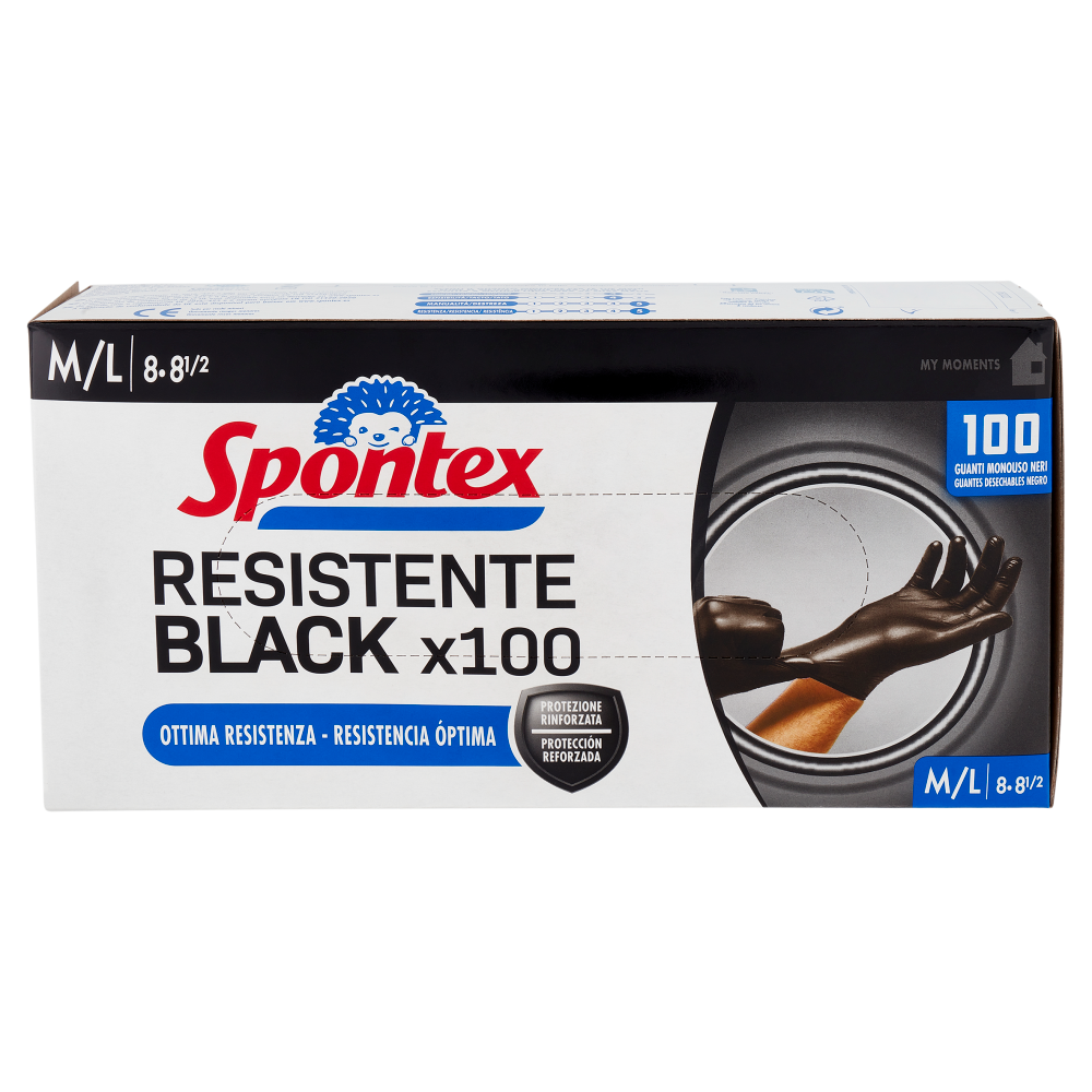 Spontex Guanti Usa&Getta Resistente Black x100 Taglia M/L