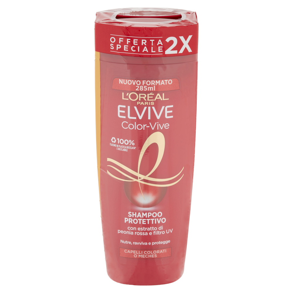 L'Or&eacute;al Paris Shampoo Elvive Color Vive, Per Capelli Colorati o con M&egrave;ches, Confezione da 2