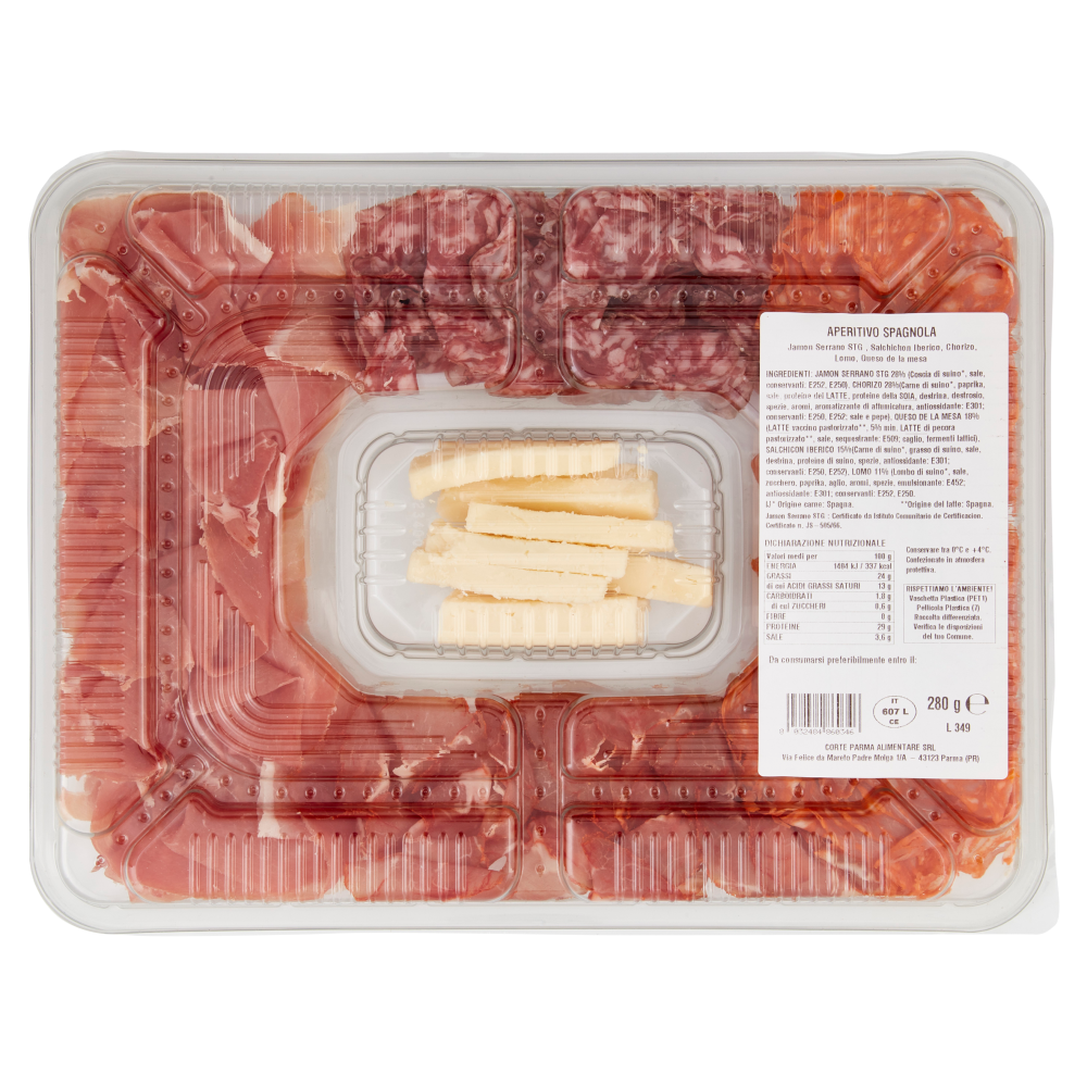 Amoretti Party Aperitivo Jam&oacute;n Serrano STG, Salchicon Iberico, Chorizo, Lomo, Queso 280 g