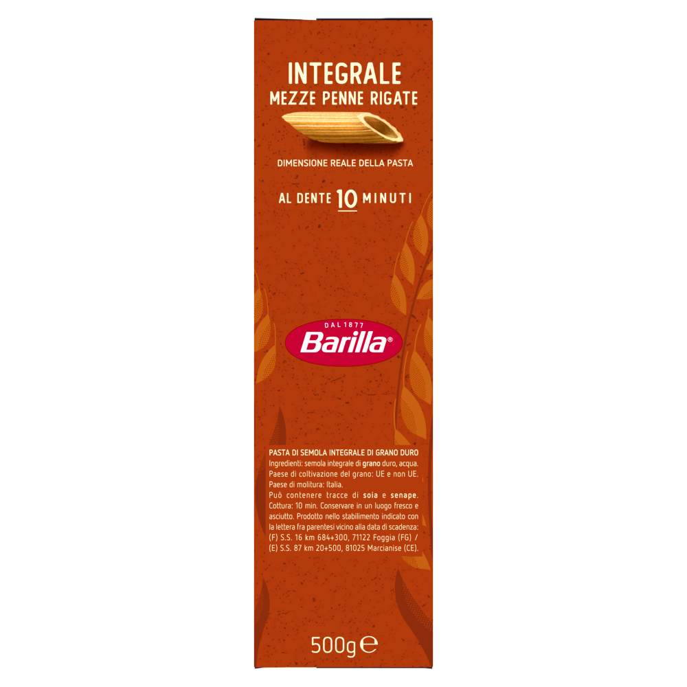 Barilla Pasta Integrale Mezze Penne Rigate 500g