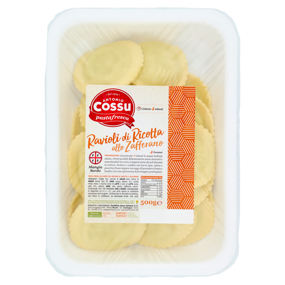 pastafresca Cossu Antonio Ravioli di Ricotta allo Zafferano 500 g