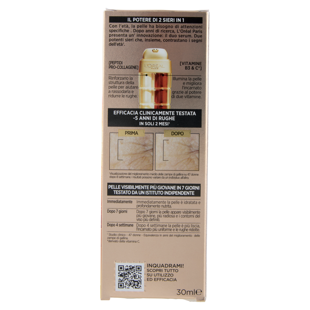 L'Oréal Paris Age Perfect Le Duo Serum, Doppia Azione Rassodante e Illuminante, Zero Rughe 30 ml