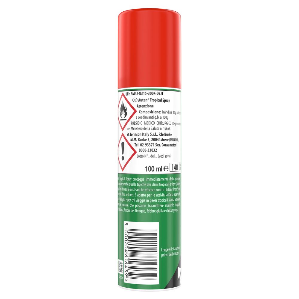 Autan Tropical Spray, Repellente Zanzare con Azione Protettiva Duratura, Fino a 8 Ore di protezione, Adatto ai Viaggi in Luoghi Tropicali, 100ml