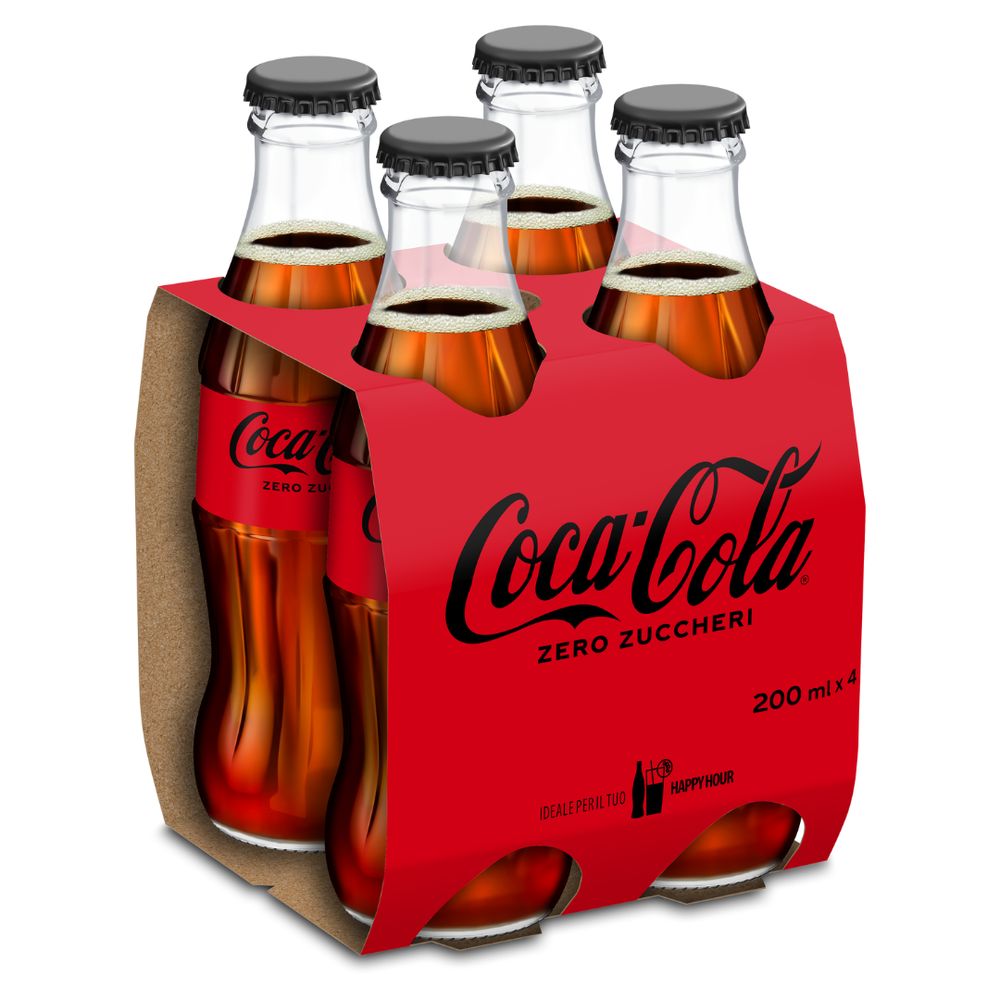 Coca-Cola Zero Zuccheri 4 x 200ml - Vetro