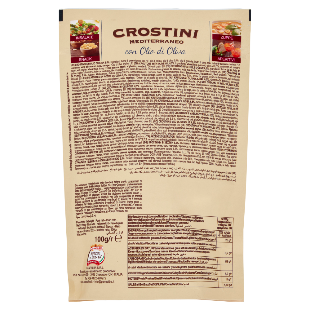 panealba Crostini Mediterraneo con Olio di Oliva 100 g