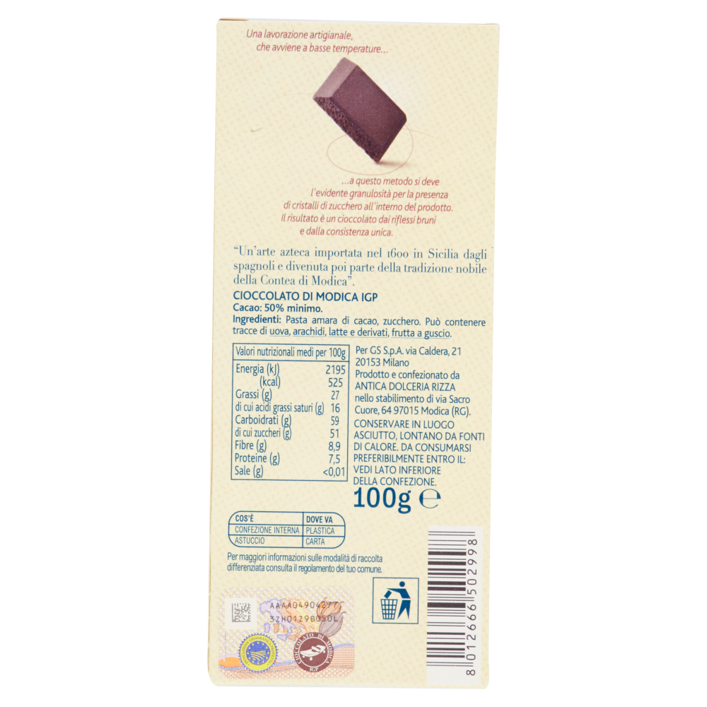 Terre d'Italia Cioccolato di Modica IGP 100 g
