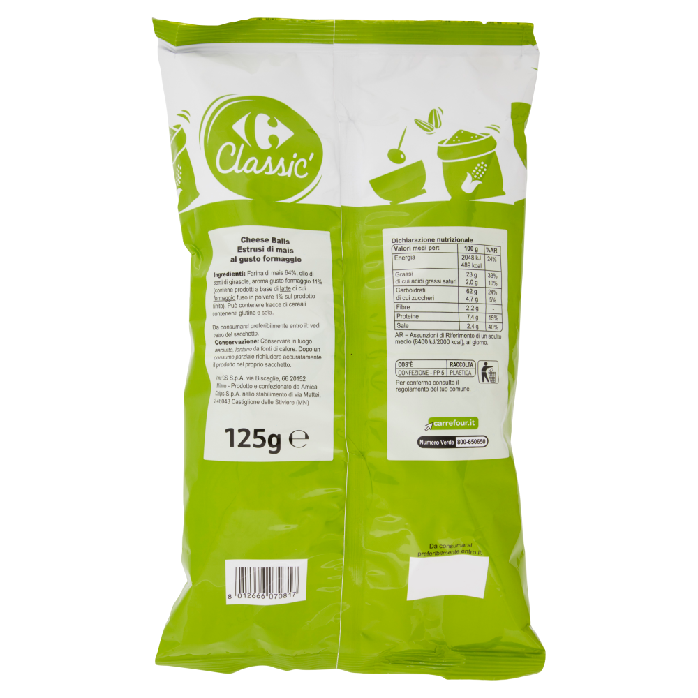 Carrefour Classic Cheese Balls Gusto Formaggio 125 g