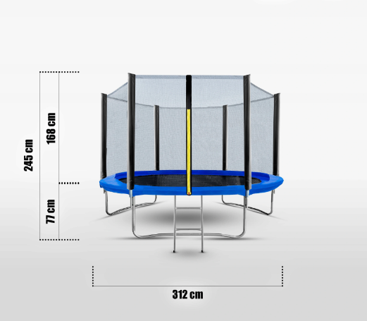 Eurohit Trampolino con scaletta - diametro 305 cm - rete di protezione h163 cm - altezza da terra 75 cm
