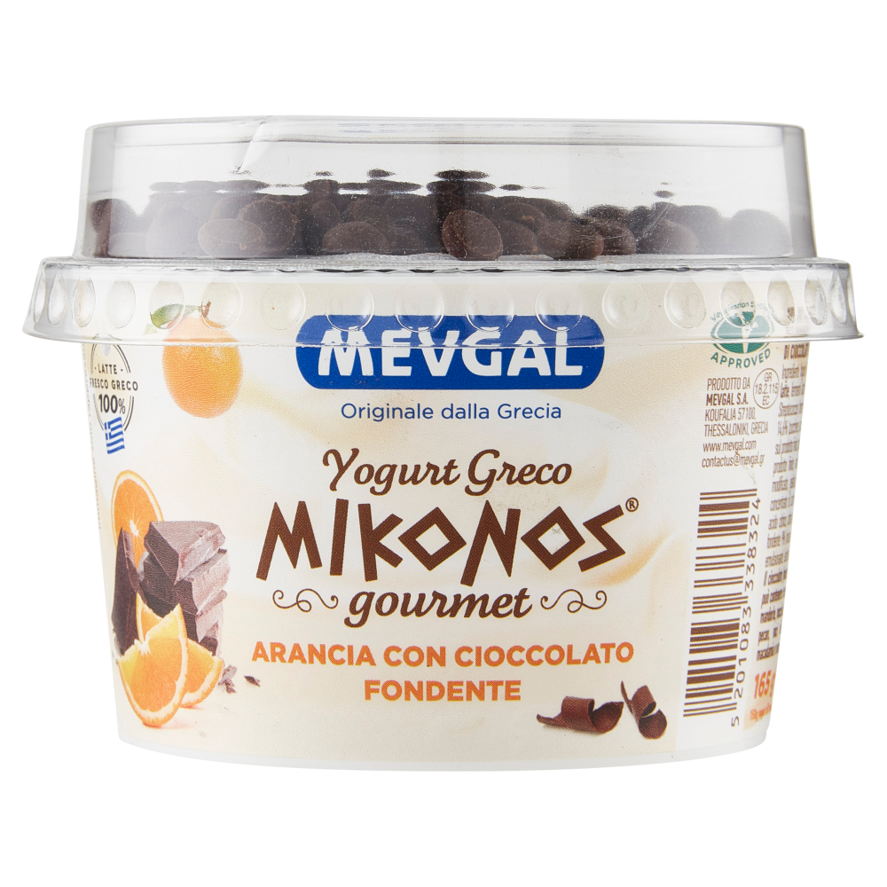 Mevgal Yogurt Greco Mikonos gourmet Arancia con Cioccolato Fondente 165 g