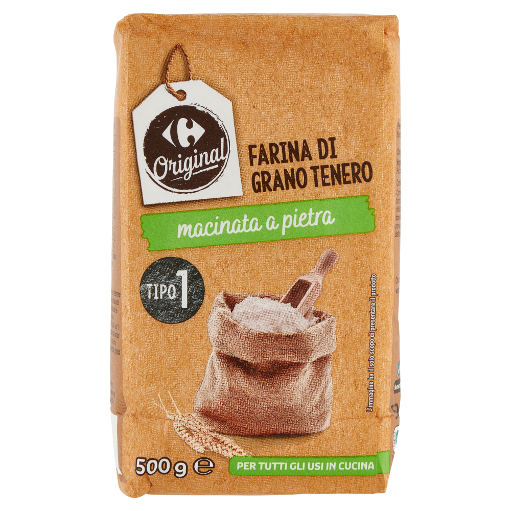 Carrefour Original Farina di Grano Tenero Tipo 1 macinata a pietra 500 g