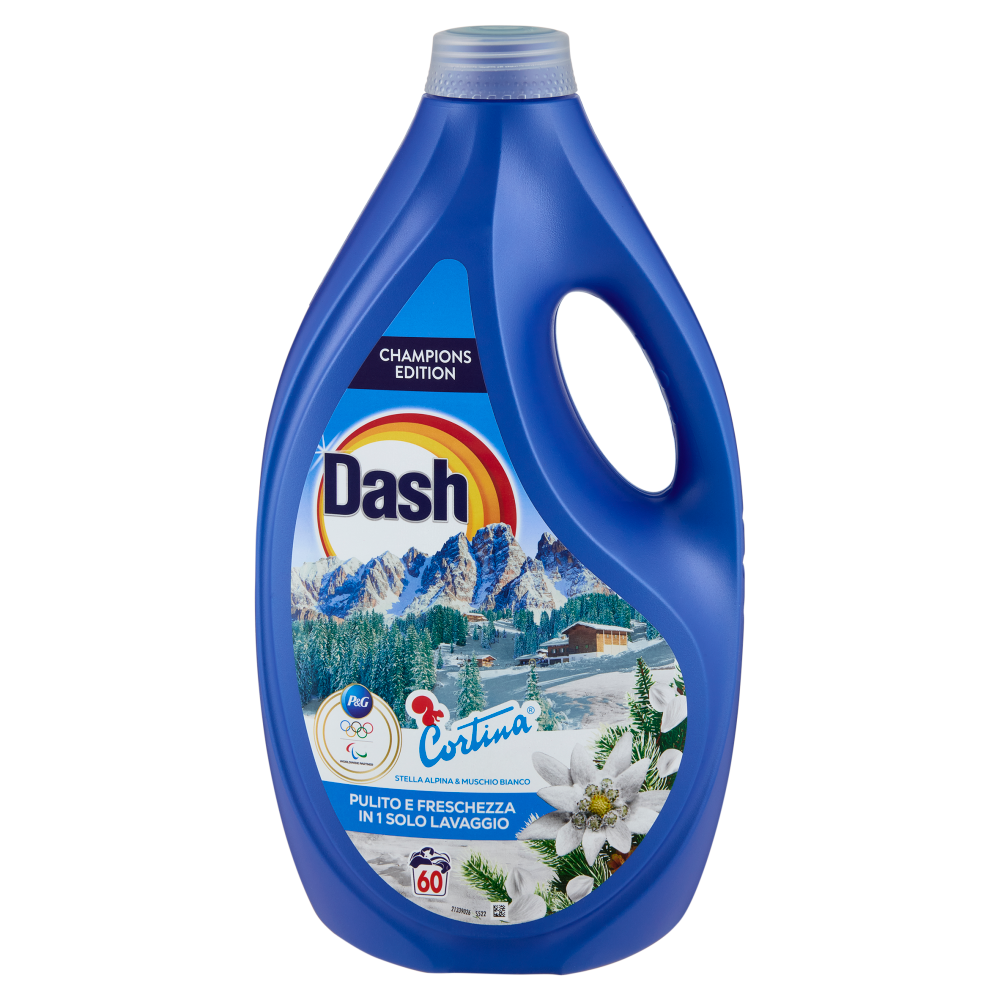 Dash Detersivo Liquido Lavatrice, Cortina Stella Alpina & Muschio Bianco, 60 Lavaggi 2700 ml