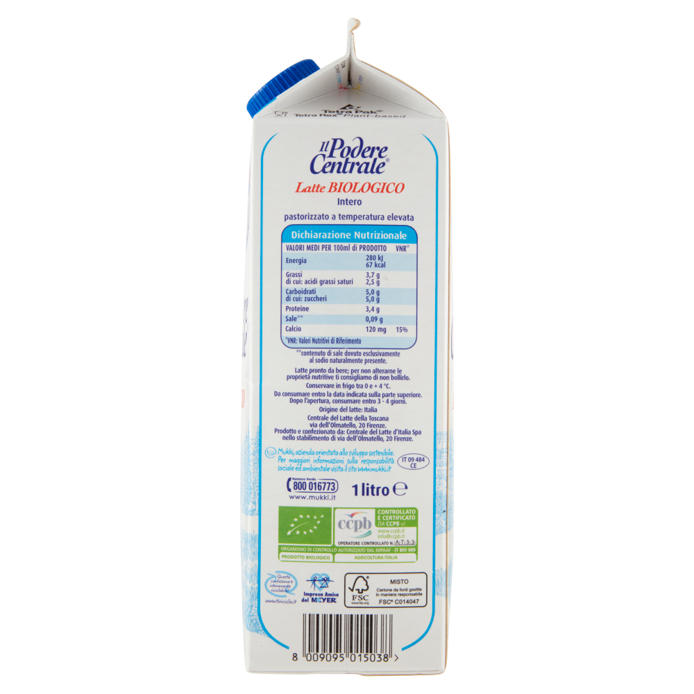 Mukki Il Podere Centrale Latte Biologico Intero 1 litro